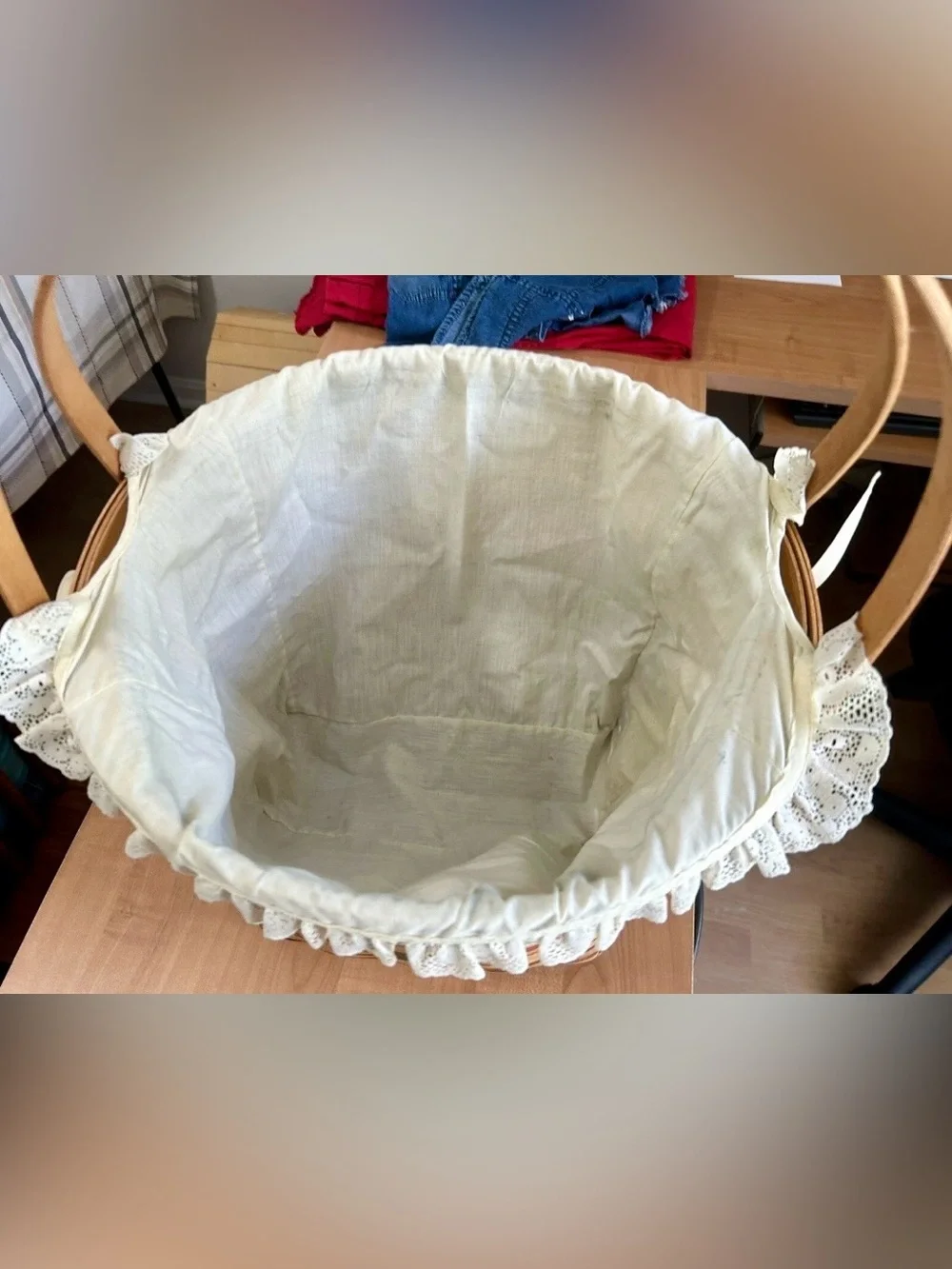 Longaberger laundry basket 1990 very large floor model with 2 swing handles